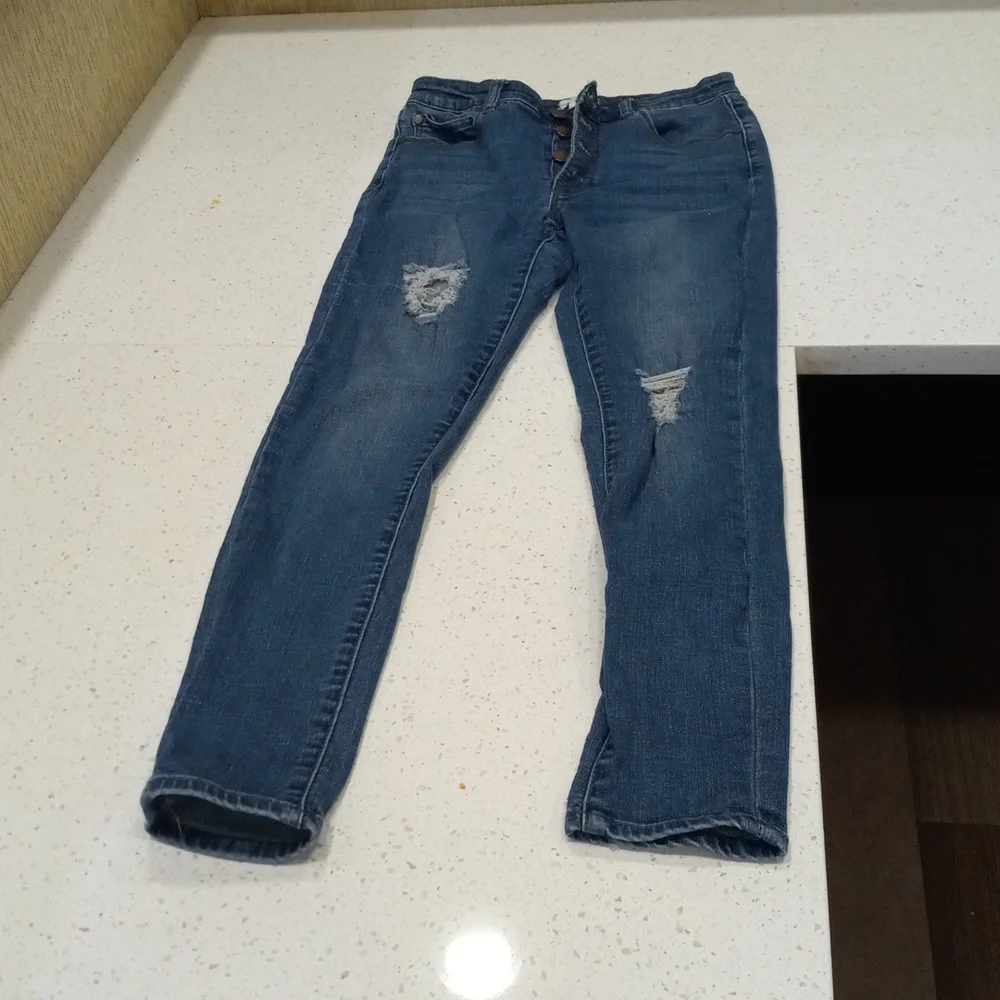Kendall & Kylie Distressed Blue Denim Jeans - Picture 3 of 5